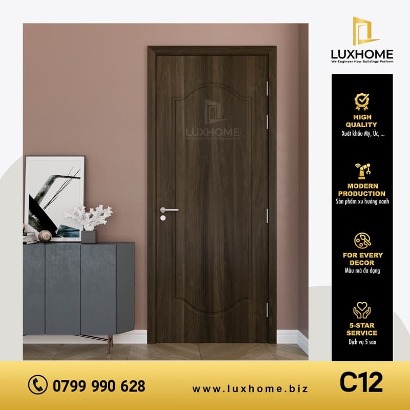 Cửa Composite C05 — Huỳnh âm phong cách Châu Âu